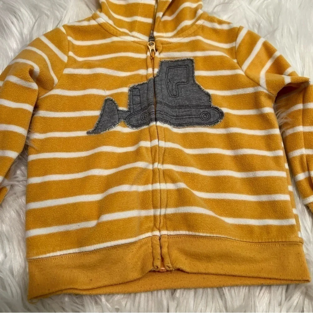Child of Mine by Carter's Baby Sz 12 Months Fleece Hoodie Yellow Stripe Tractor